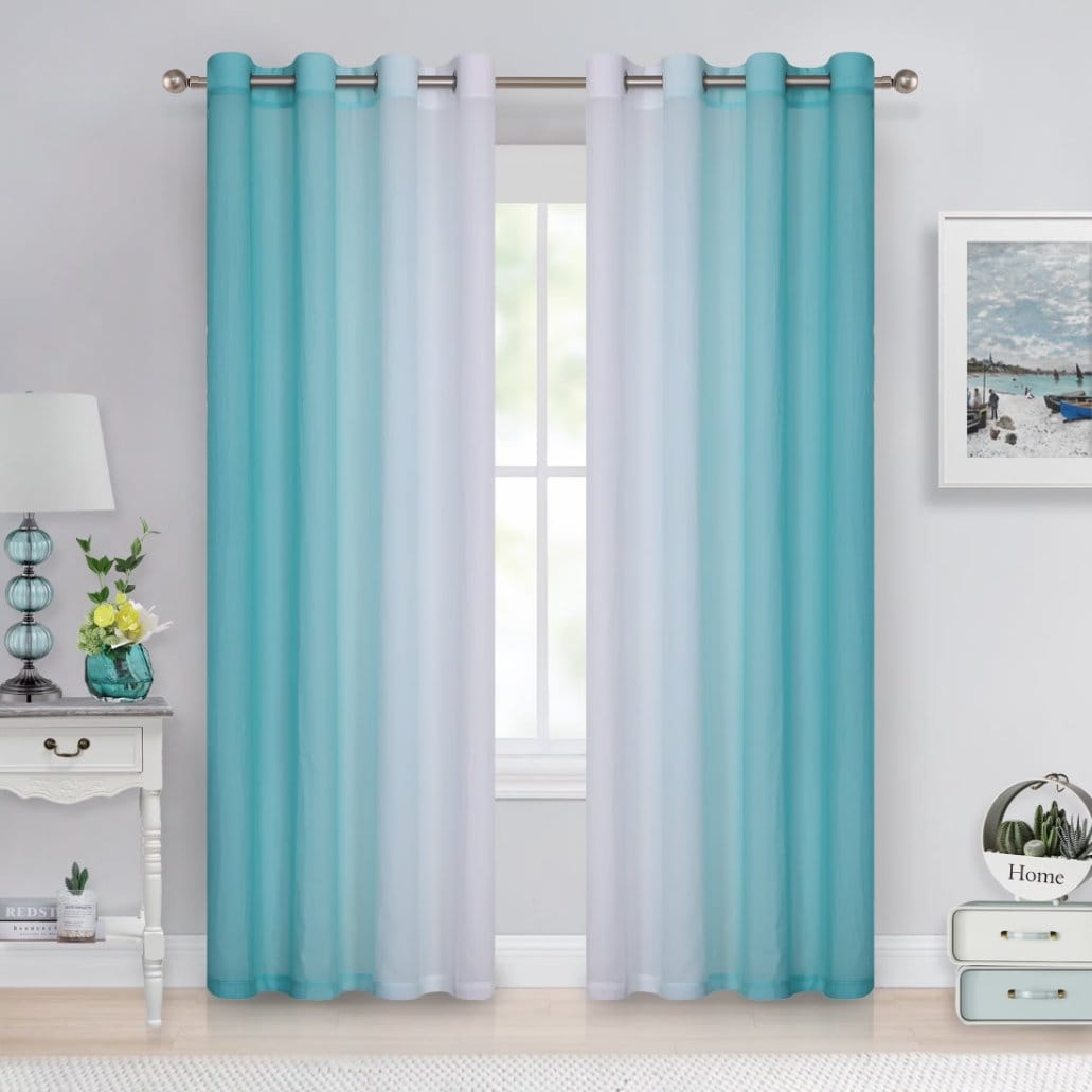 Sheer chiffon curtains allowing soft light into a modern room