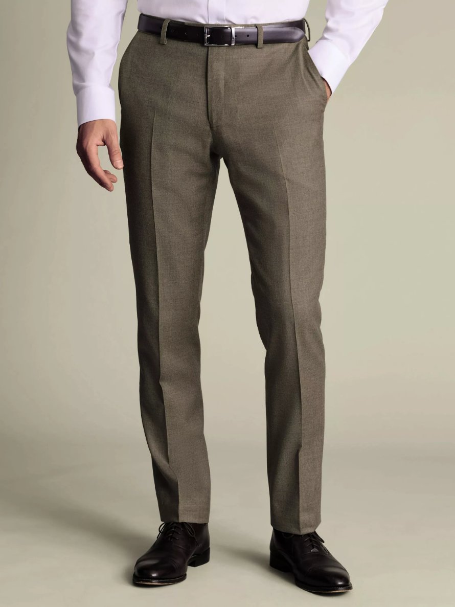 Tailored venetian wool trousers with sharp crease and smooth finish