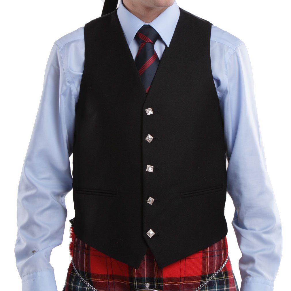 Formal waistcoat made from wool barathea worn with traditional attire