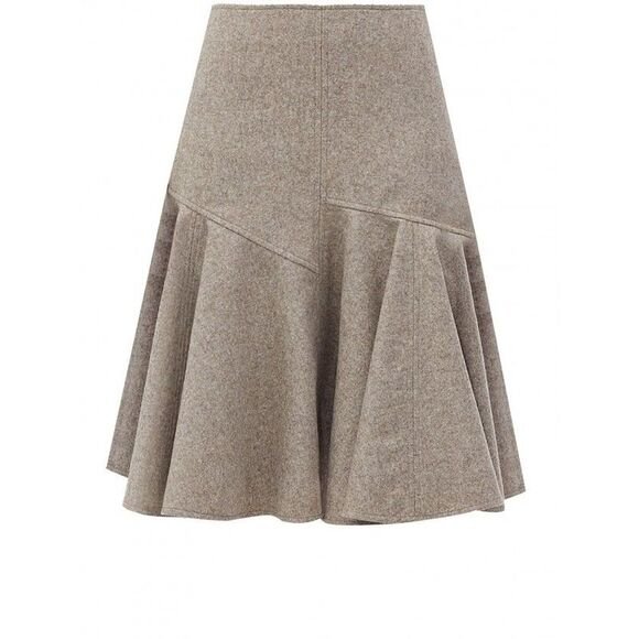 Wool flannel skirt with soft drape and structured silhouette