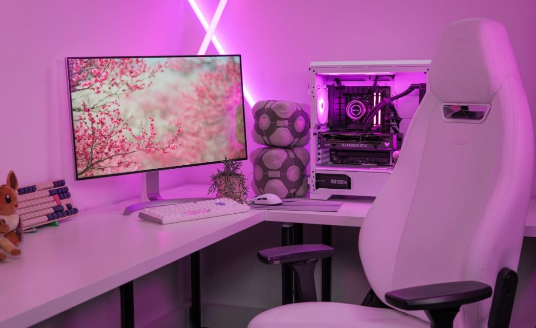 Content creator studio setup with shocking magenta and electric fuchsia lighting aesthetic for 2026 fashion branding