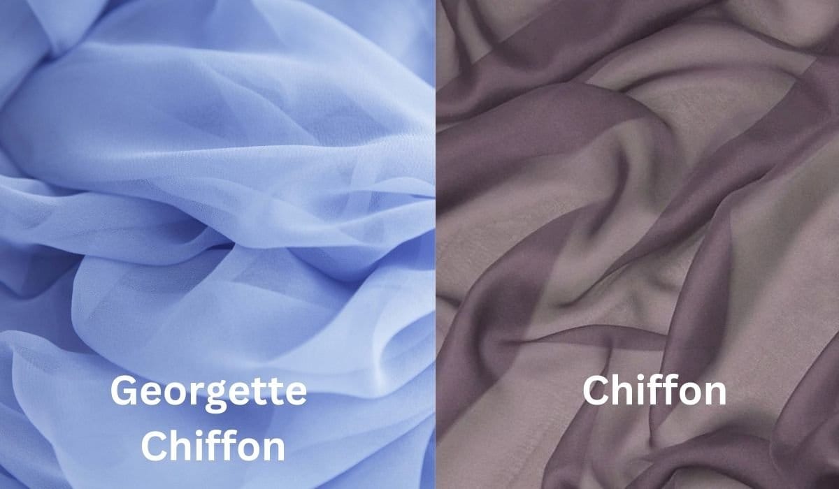 Side by side comparison of georgette chiffon and regular chiffon fabric textures