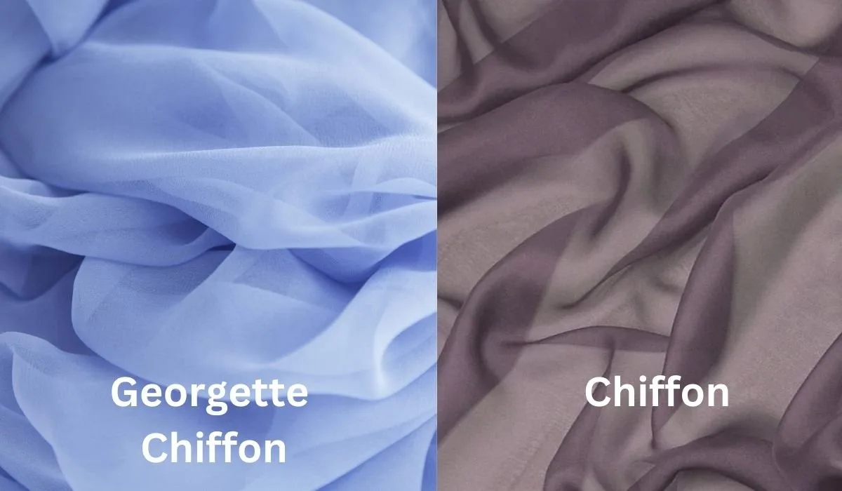 Side by side comparison of georgette chiffon and regular chiffon fabric textures