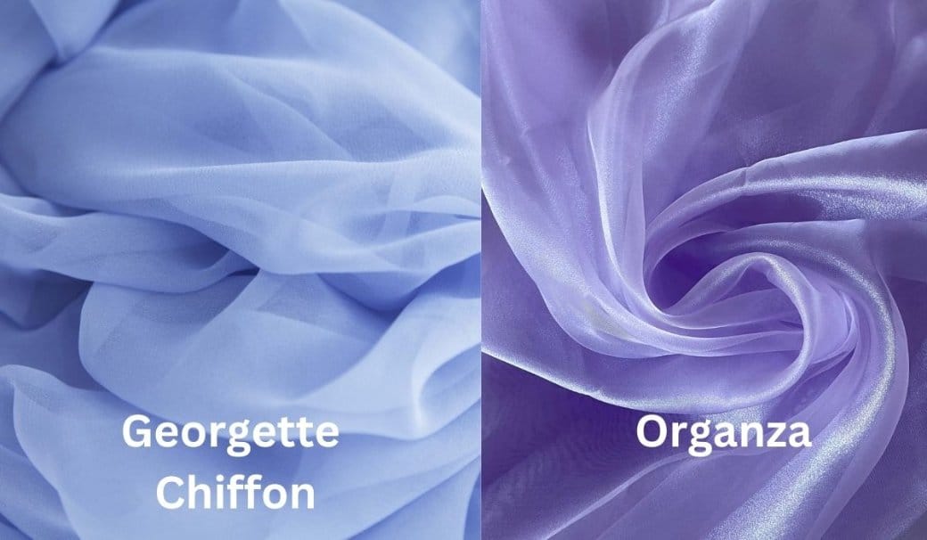 Georgette chiffon compared with organza highlighting soft versus crisp texture