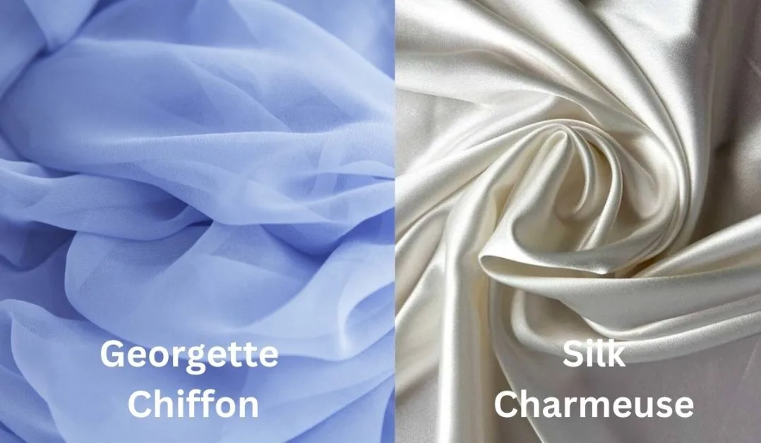 Georgette chiffon compared to glossy silk charmeuse fabric