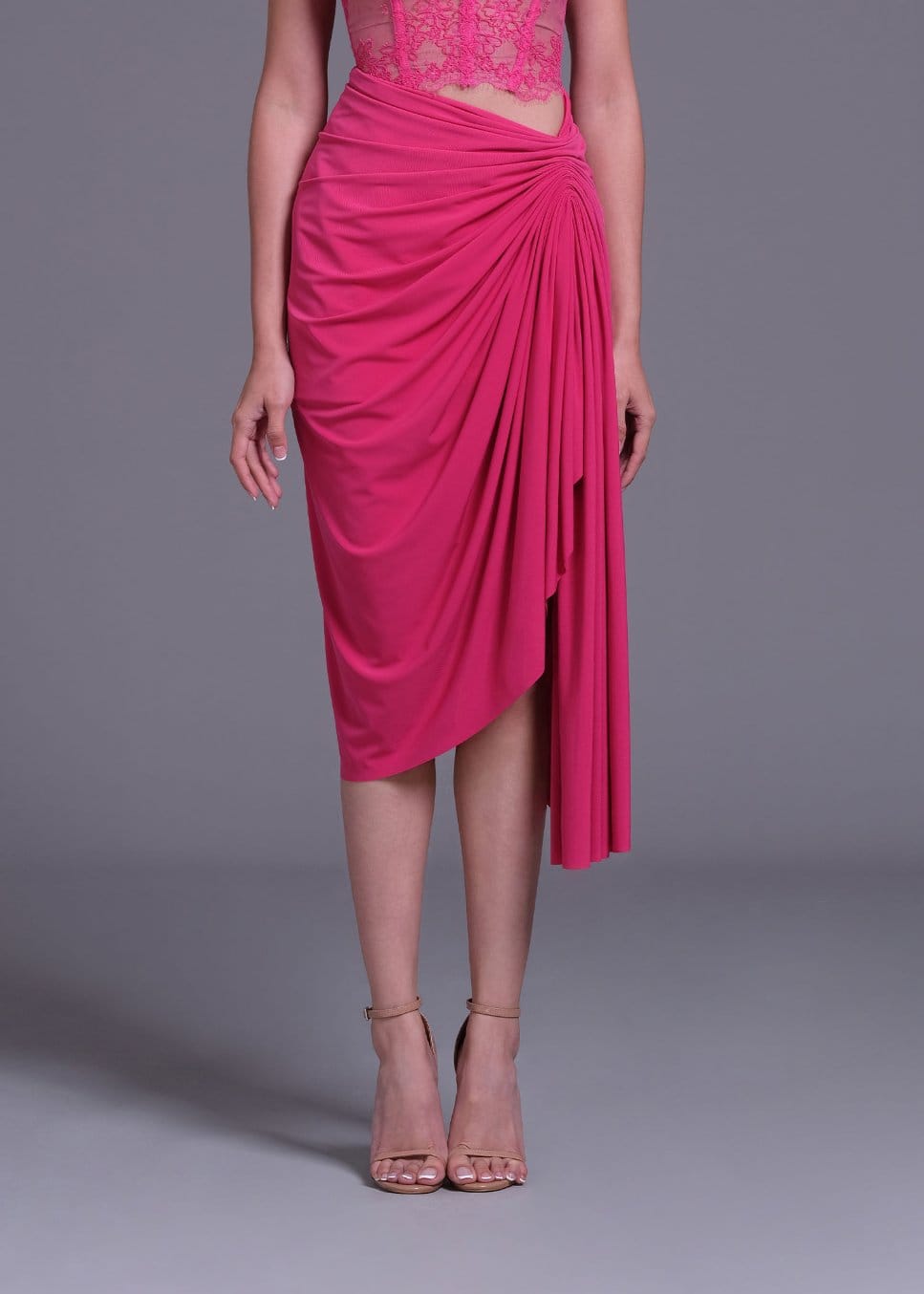 Shocking magenta midi skirt