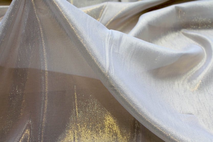 Vintage style metallic chiffon fabric illustrating the evolution of lurex textiles