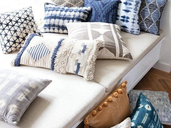 Bull denim fabric used in home decor cushions and upholstery applications