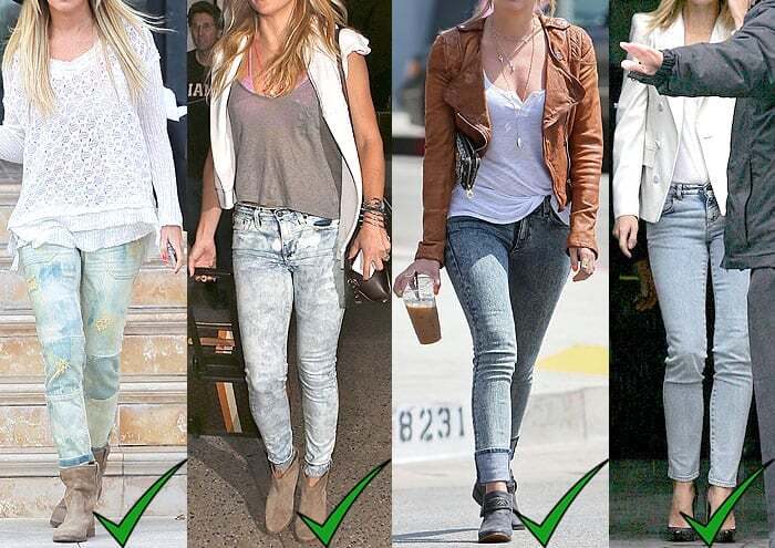 acid wash denim jeans outfits women street style examples showing modern skinny and casual fashion looks