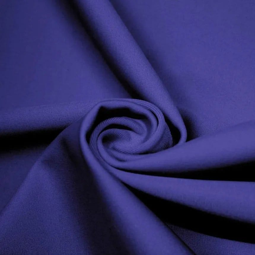 Blue microfiber nylon fabric with a smooth, soft texture and lightweight drape commonly used in activewear, sportswear and performance clothing.