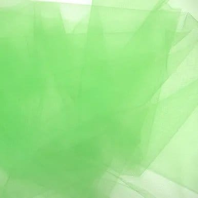 Soft green nylon tulle fabric with a lightweight net structure commonly used in bridal wear, decorations and formal dresses.