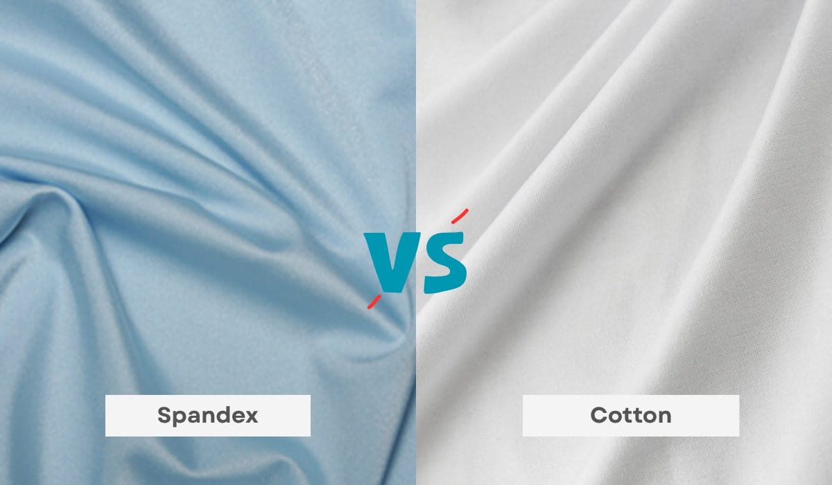 Comparison image showing spandex fabric beside cotton fabric.