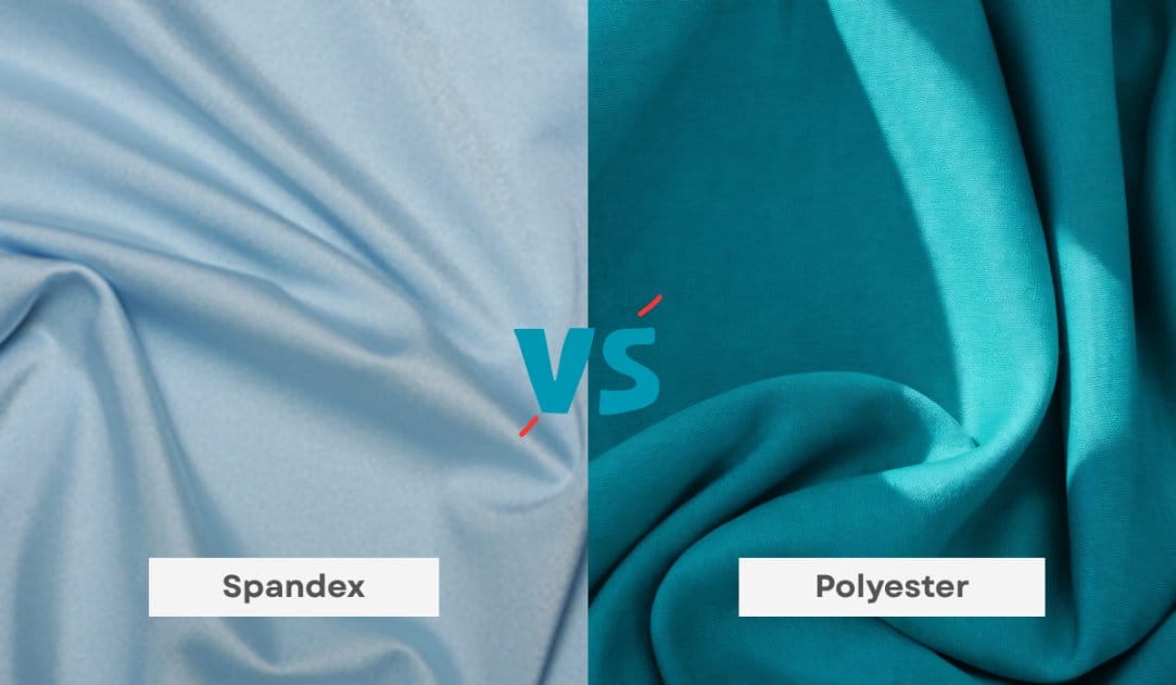 Comparison image showing spandex fabric beside polyester fabric.